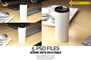 White Tumbler Mockup Bundle on Table, a Cups & Container Mockup by Banana Hey (Thumbnail 4 of 6)