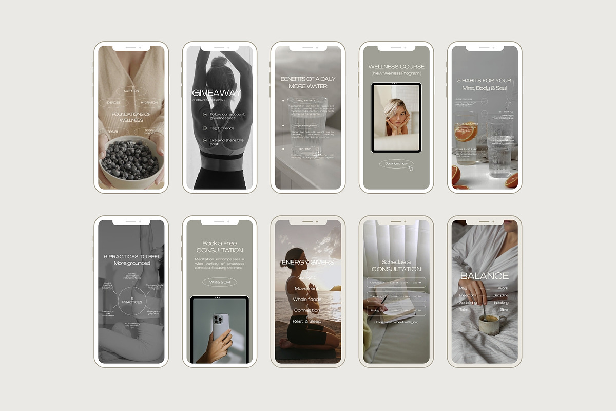 100 Wellness Reel Templates, a Social Media Template by Instprofi | Studio Estimo (Photo 6 of 11)