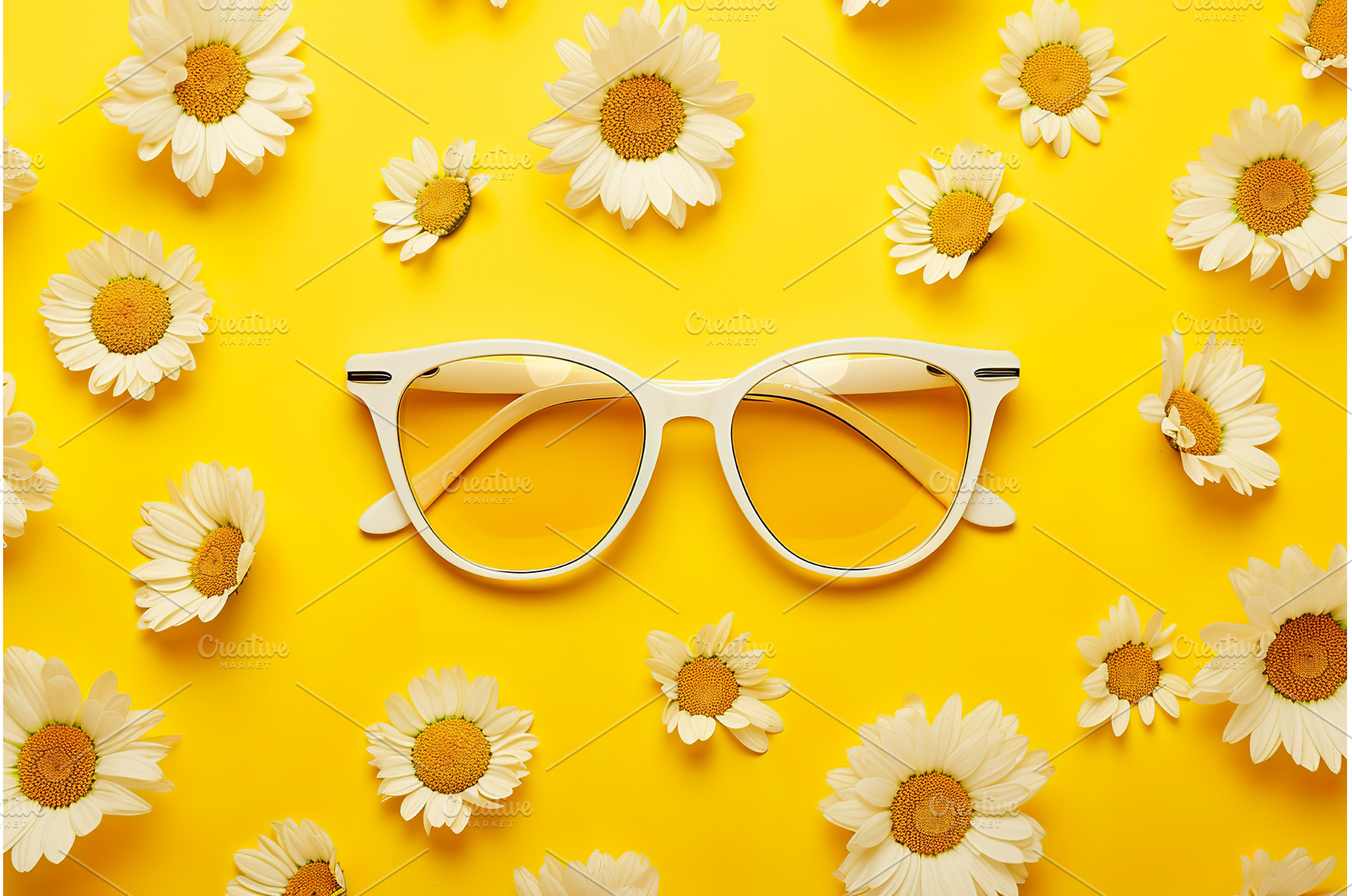 Summer Eyeglasses with Daisy Flowers, a Nature Photo by Lermont51