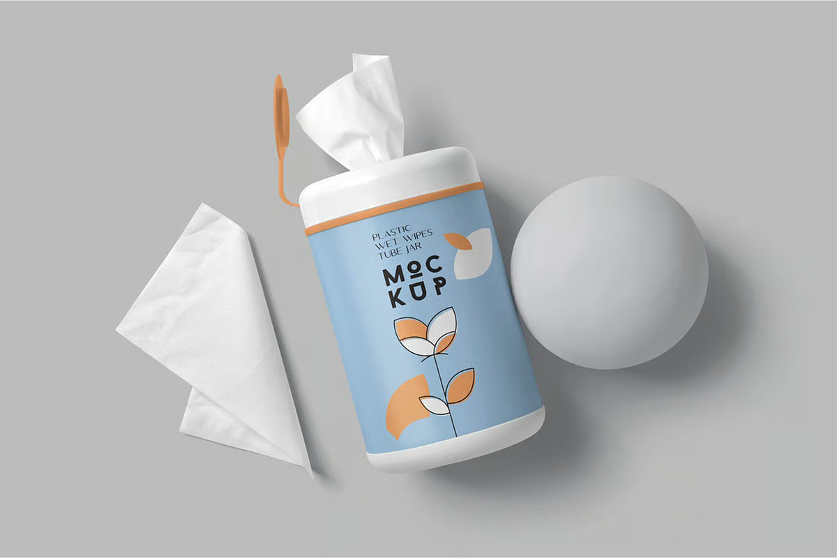 Wet Wipes Jar Mockups, a Packaging Mockup by megostudi0 (Photo 5 of 7)