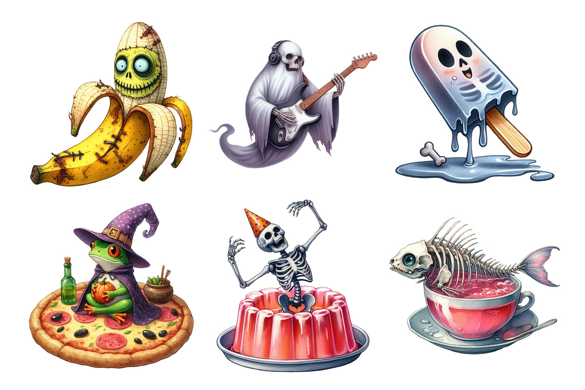 Watercolor Weird Halloween Clipart, an Illustration by Daily.Designs (Photo 3 of 5)