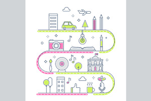 Creative Town Line Illustration