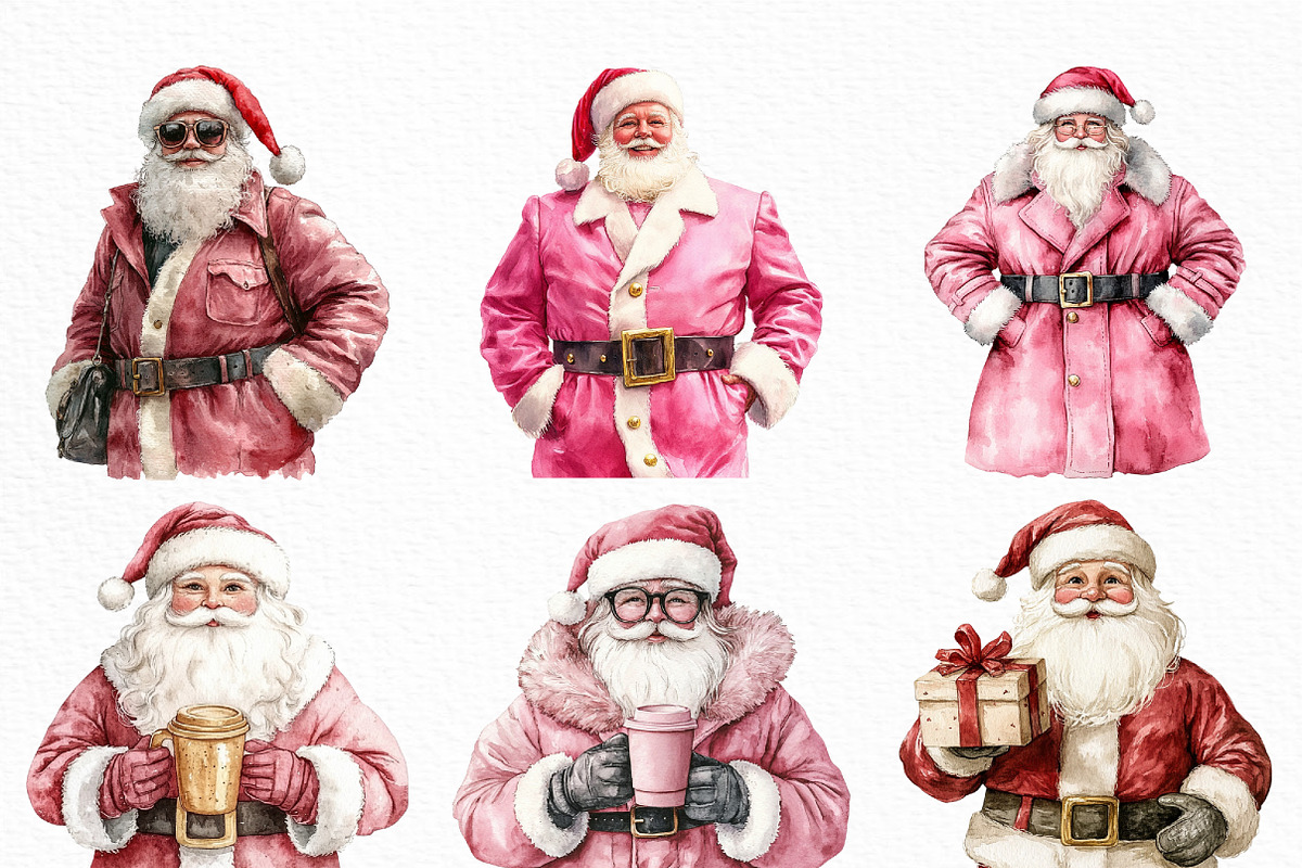 Pink Trendy Christmas Santa Png, an Illustration by Craft Nest (Photo 4 of 6)
