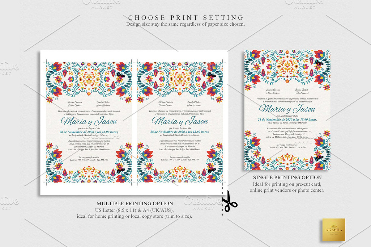 Mexican Wedding Invitation | CANVA, a Stationery Template by Creative Market (Photo 3 of 5)