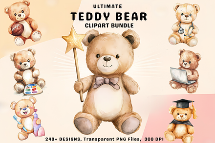 Ultimate Teddy Bear Clipart Bundle, an Object Graphic by Dream Floral Clipart