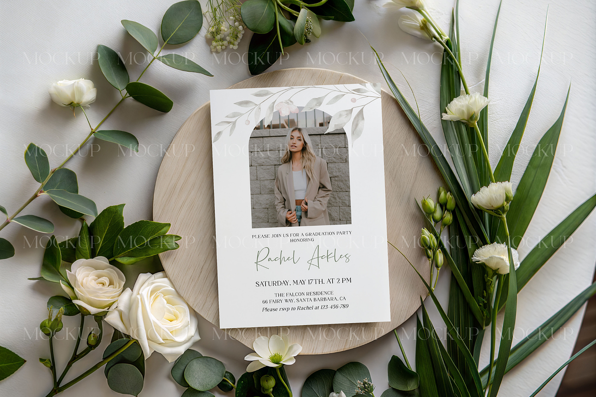 Greenery Spring Invitation 5x7 Mocku, a Product Mockup by TatiMockup (Photo 2 of 3)