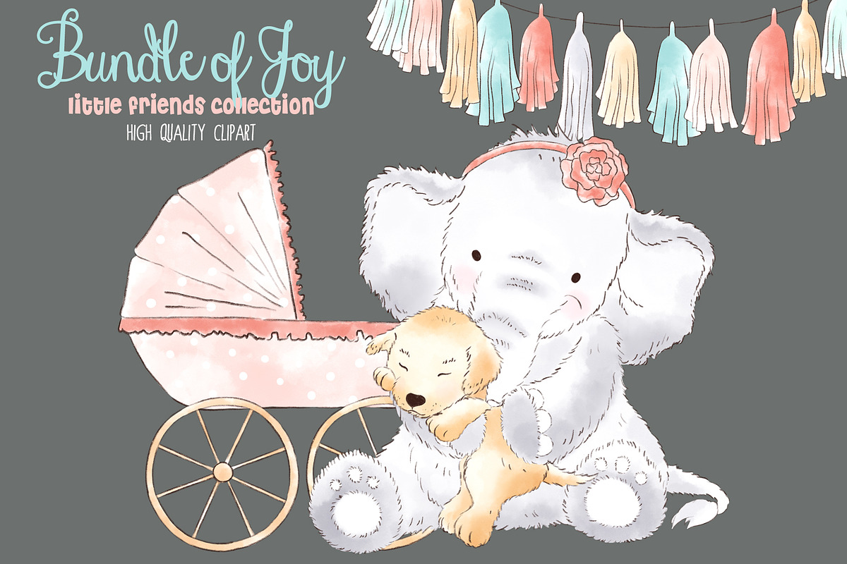 Elephant Babygirl Watercolor clipart, an Animal Illustration by Magic Story Studio (Photo 4 of 4)