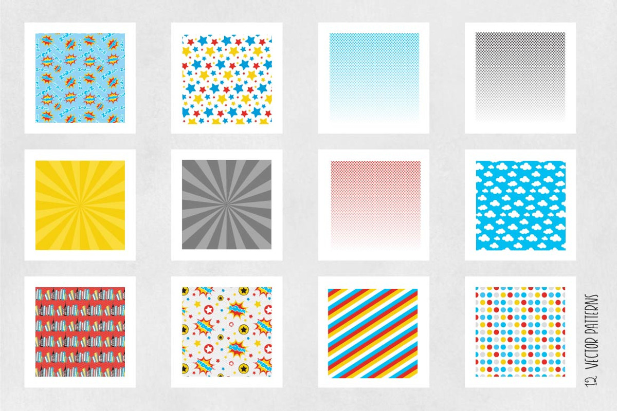 SUPERHERO Pattern collection, a Pattern Graphic by PrettyPatterns