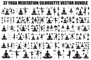 Yoga Meditation Silhouette Vector Bu, an Illustration by Artivon