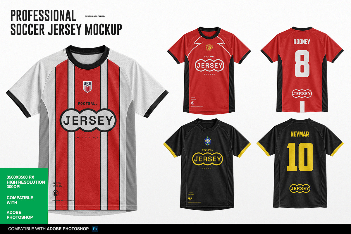 Professional Soccer Jersey Mockup, a Shirt Mockup by Irhasalfahad (Photo 1 of 8)