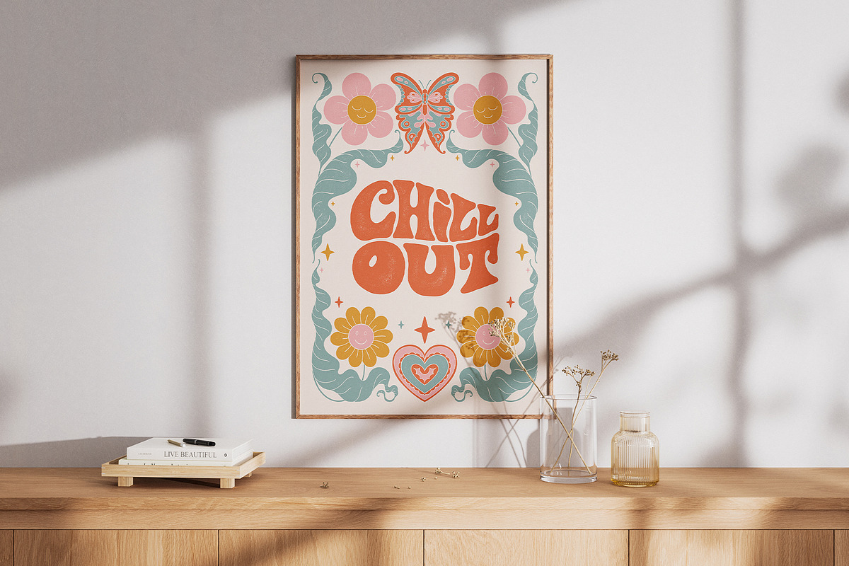 Stay Groovy Retro Clipart &Lettering, an Object Graphic by ElenKoss (Photo 7 of 10)