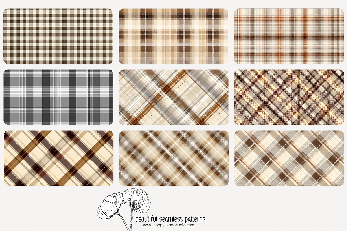 80 neutral plaid seamless pattern, a Pattern Graphic by Poppy Lane Studio (Photo 3 of 11)
