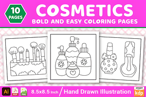 Cosmetics Bold and Easy Coloring, a Decorative Illustration by Design Station