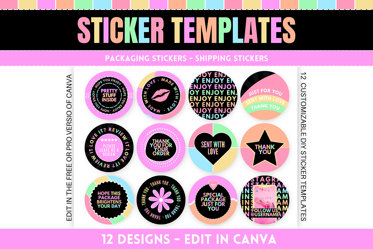 Pastel Neon Packaging Stickers, a Stationery Template by SunshineStudioBoutique (Photo 1 of 9)