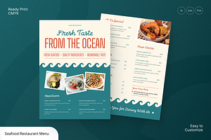 Seafood Restaurant Menu, a Flyer Template by Annora Studio