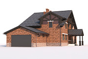 A Chalet house with a garage, an Architecture 3D Model by profdesign (Thumbnail 12 of 21)