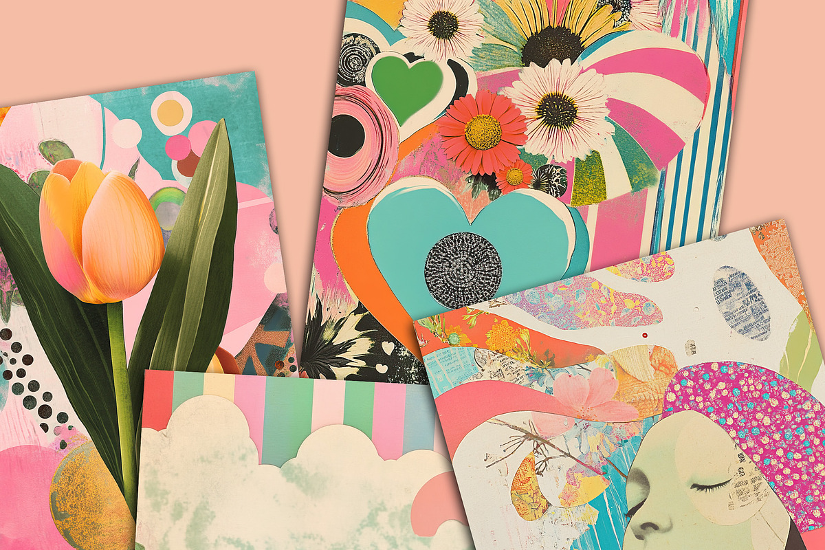 Retro Style Spring Digital Papers, a Decorative Illustration by Fusion Dream (Photo 6 of 10)