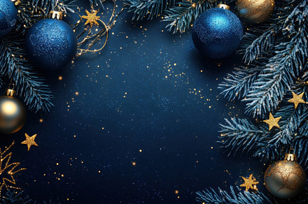 Winter magic awaits with blue bauble, a Photo by Pavel_design