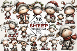 Christmas Sheep Clipart, an Illustration by RobertsArt