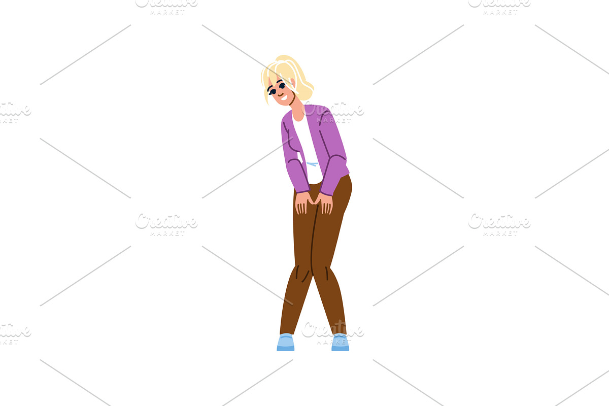 Woman holding herself needing to pee, an Object Illustration by pikepicture