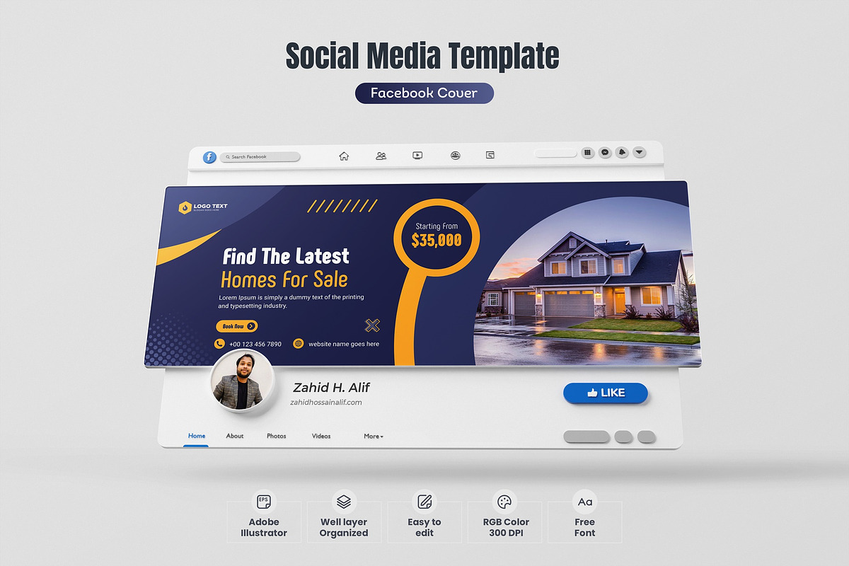 Social Media Facebook Cover Banner, a Social Media Template by zahidhossainalif (Photo 1 of 2)