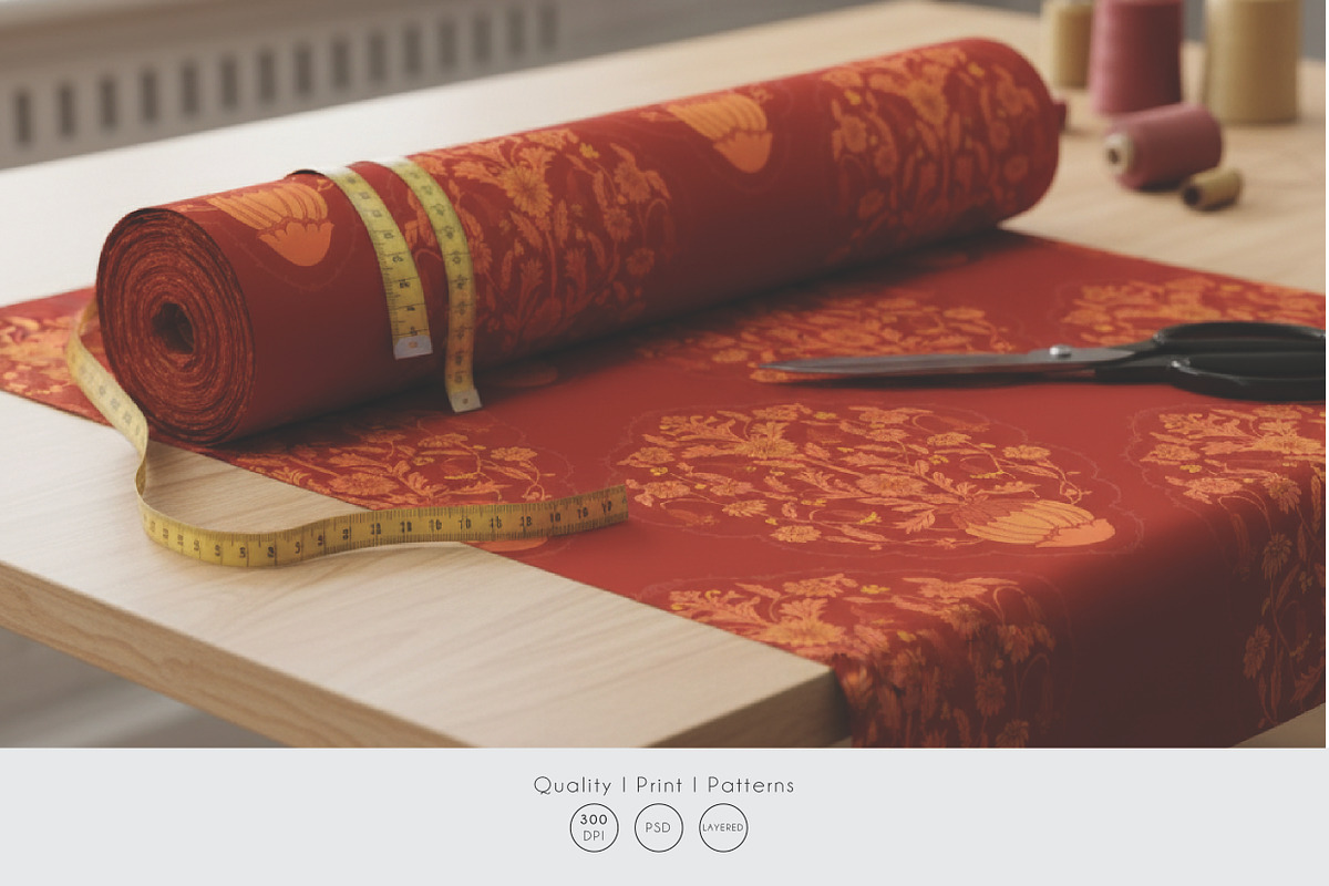 Saffron and Vermillion Damask, an Illustration by Print Diaries (Photo 2 of 2)