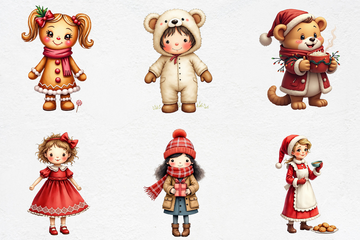 Christmas Cute Dolls Clipart, an Illustration by CrexoraLab (Photo 2 of 5)