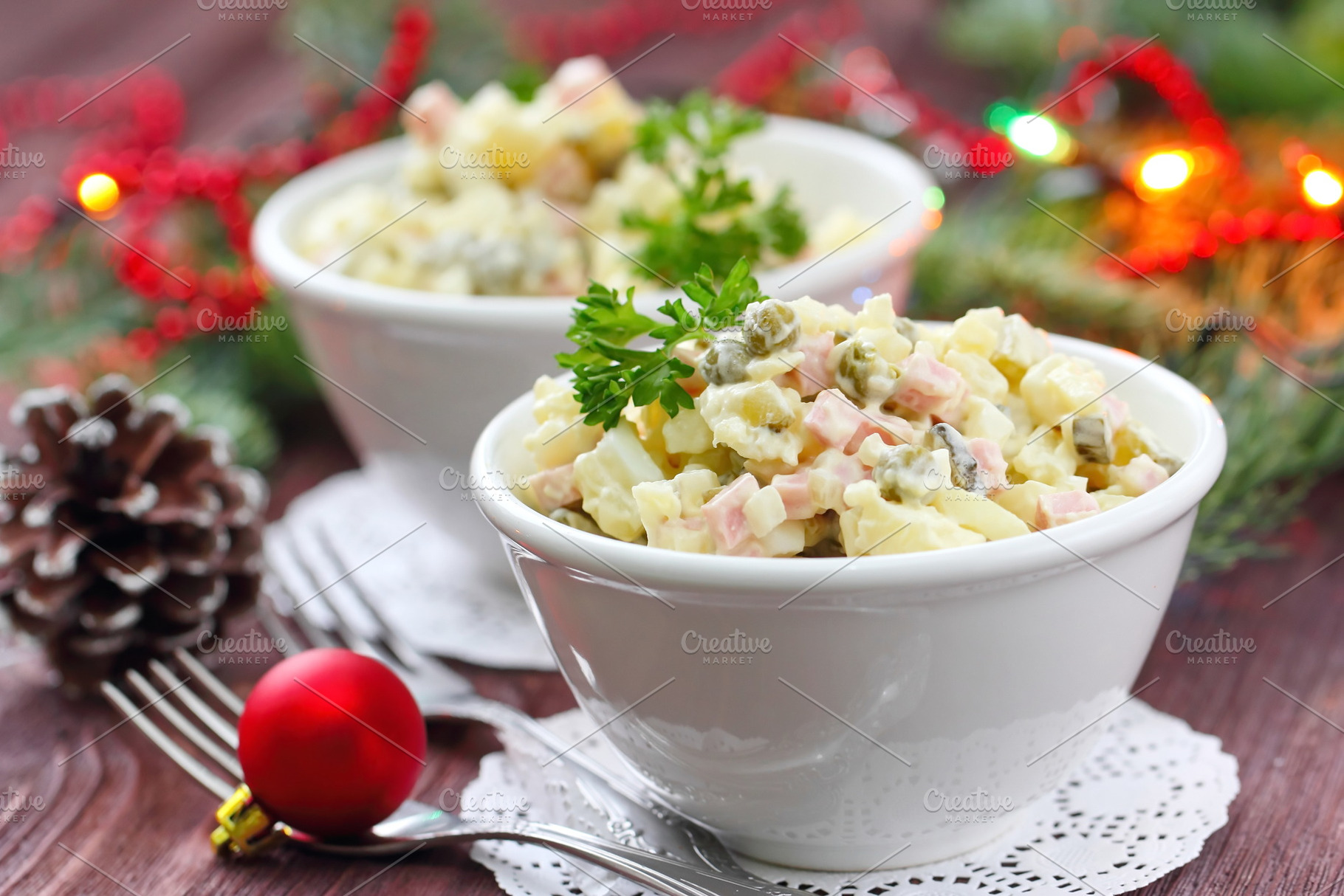 Russian traditional salad olivier containing salad, olivier, and year, a Food & Drink Photo by lisa870