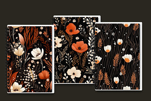 Black Floral Rustic Terracotta