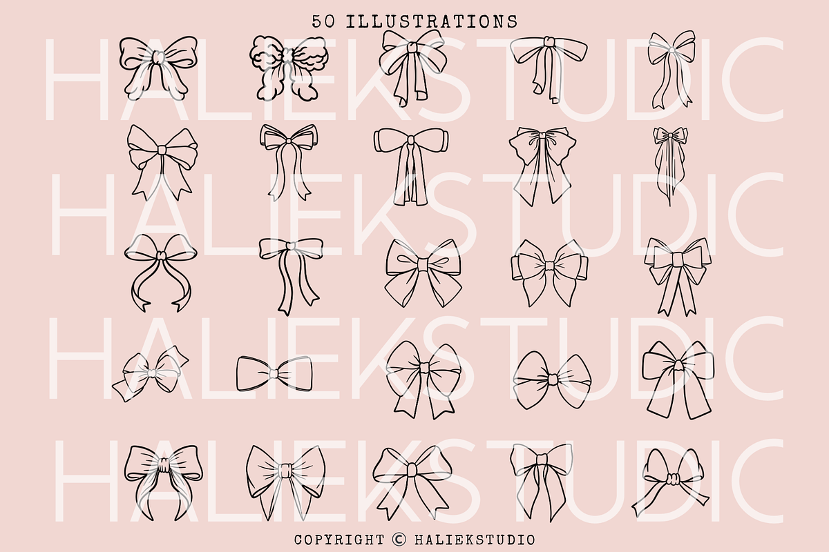 Coquette Bows Procreate Brush Set, a Brush Add-On by HalieKStudio (Photo 3 of 9)