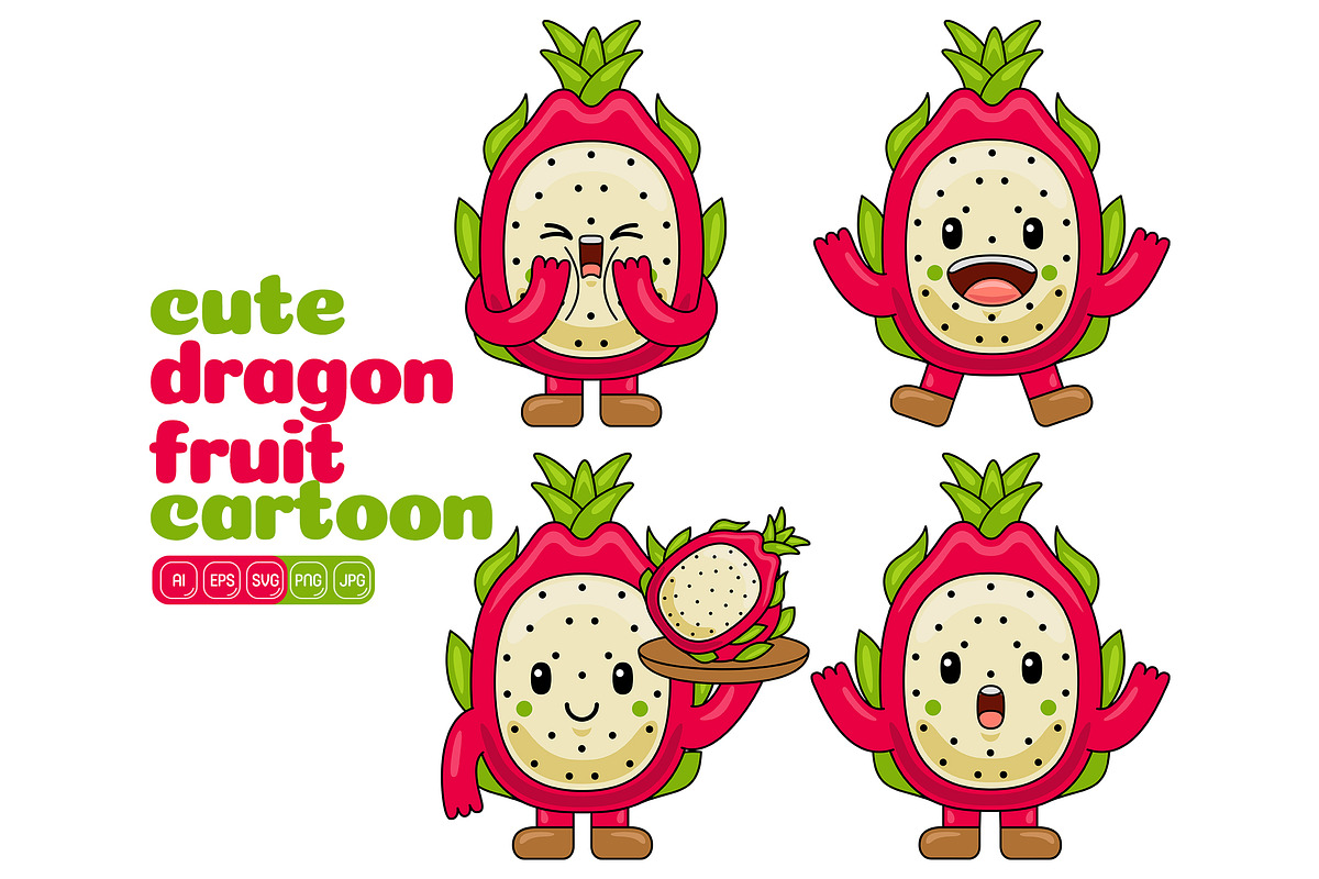 Dragon Fruit Mascot Vector Pack, a Food Illustration by MEDZ (Photo 3 of 4)