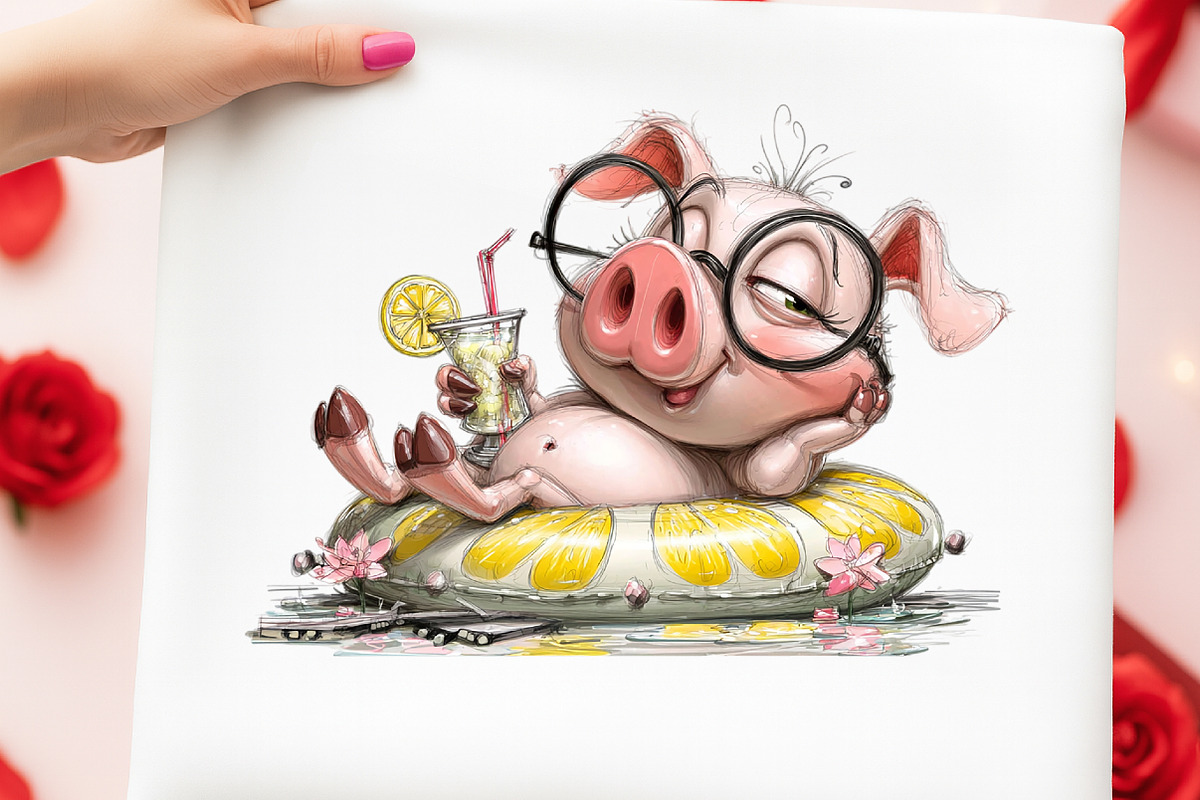 Pig Lemonade Summer Clipart Bundle, an Illustration by Digital Artistic99 (Photo 10 of 11)