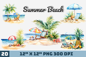 Summer Beach Watercolor
