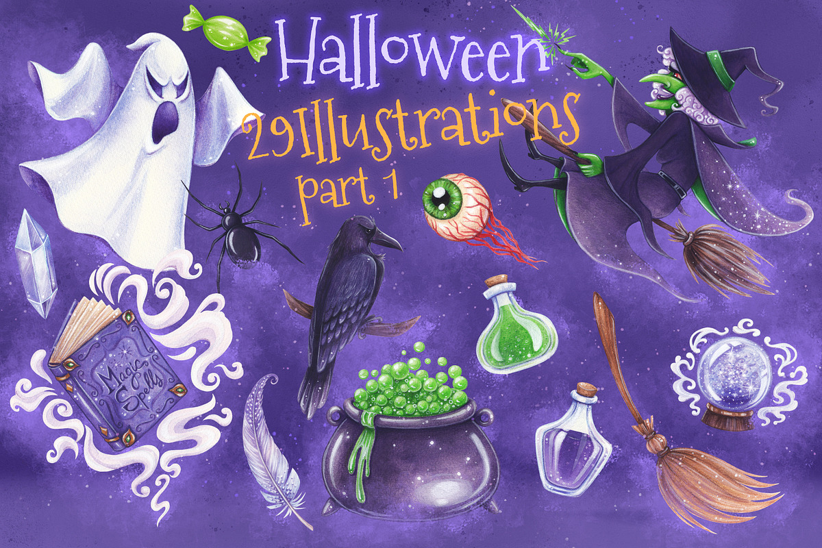 Halloween Illustrations & Patterns, a Seasonal Illustration by Bigio Designs (Photo 3 of 6)