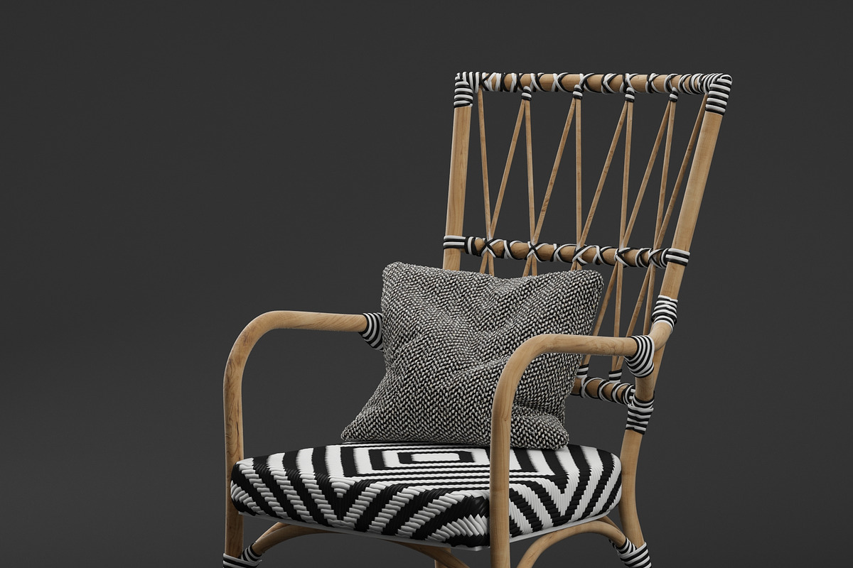 Criss Cross Black White Rattan Cafe, a Furniture 3D Model by NOMODOL (Photo 4 of 5)
