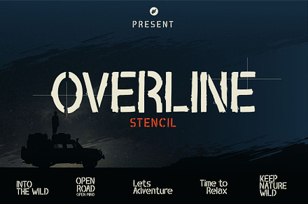 OVERLINE STENCIL, a Font by WAP