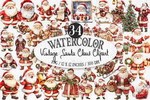 Vintage Santa Claus Clipart, an Illustration by Designking