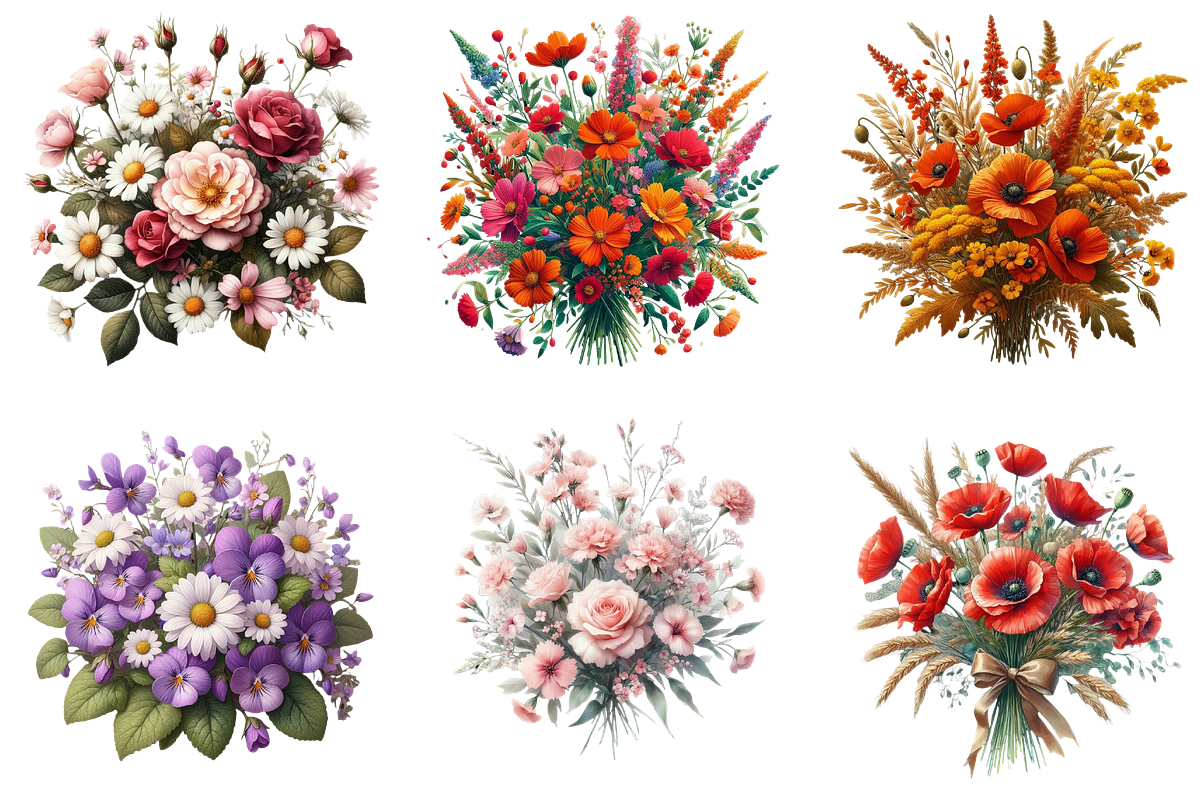Wildflower Bouquet Clipart - Copy, a Seasonal Illustration by DreamArtGraphic (Photo 2 of 4)