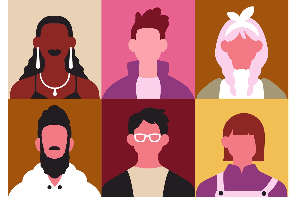 Abstract people face avatars set, a Person Illustration by Good Studio (Photo 13 of 13)