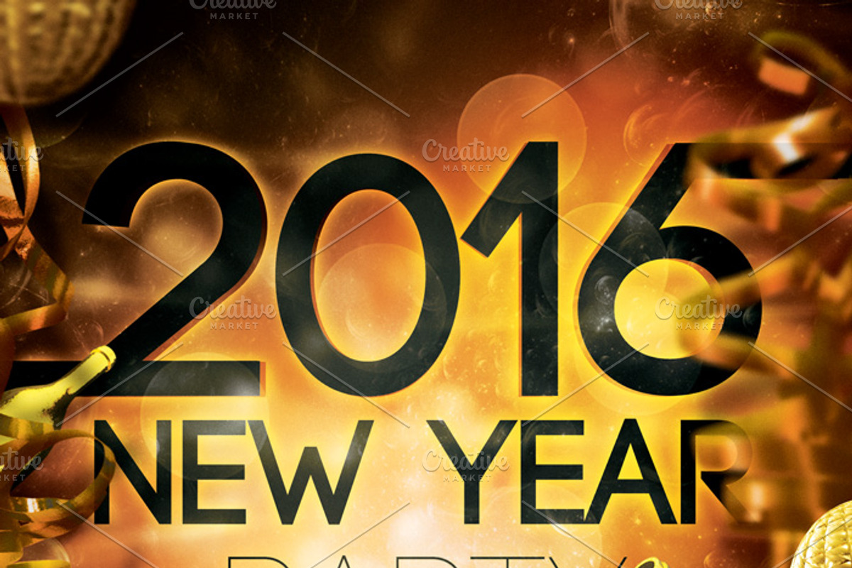 2016 New Year Party Flyer, a Flyer Template by Krukowski Graphics (Photo 3 of 3)