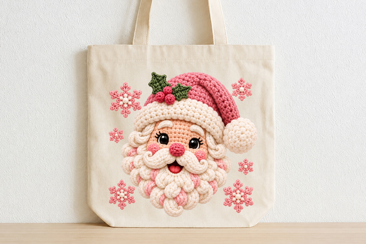 Pink Christmas Santa Crochet PNG, a Seasonal Illustration by CraftArtStudio (Photo 2 of 4)