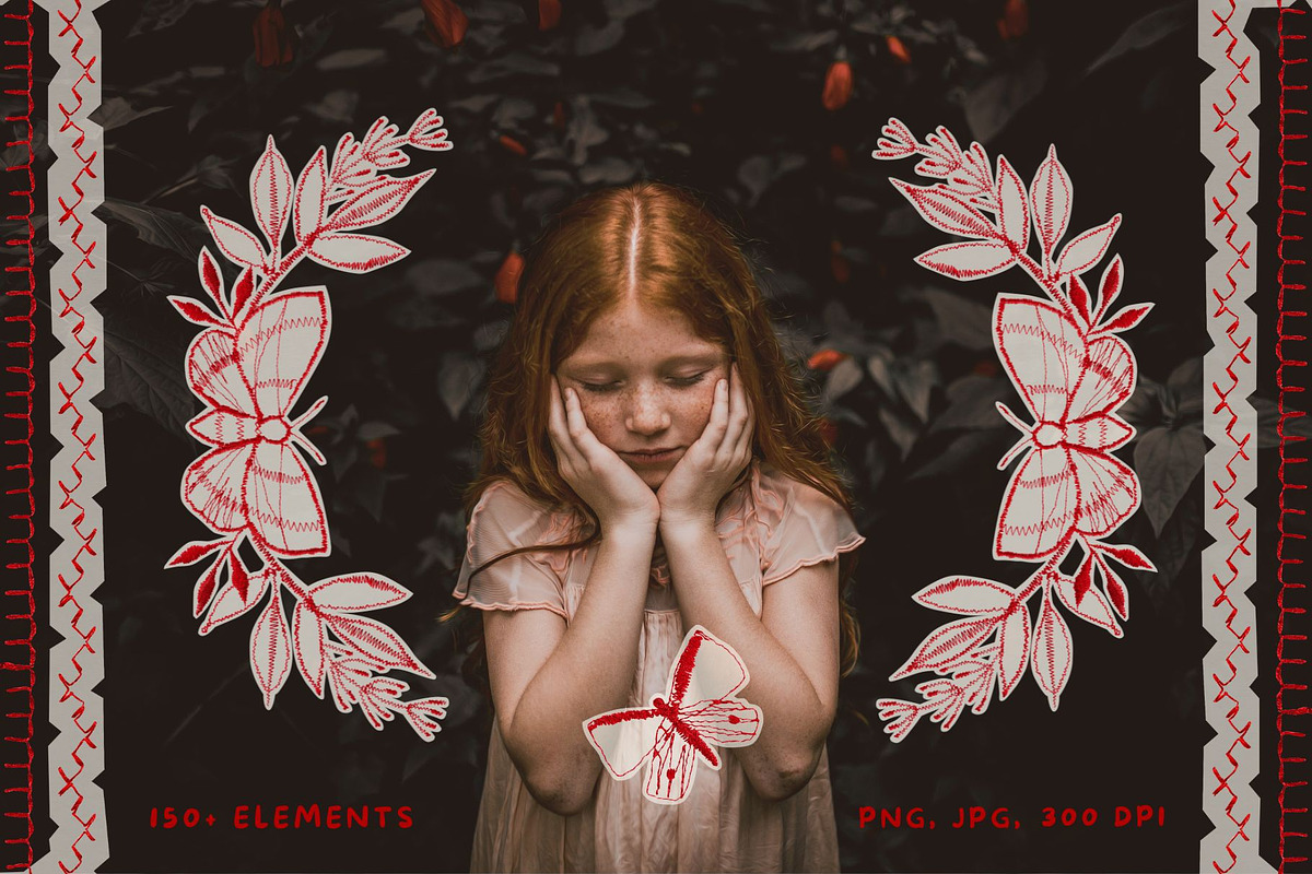 Red Handmade Embroidery Collage, an Object Graphic by InstaDesignPro (Photo 2 of 18)