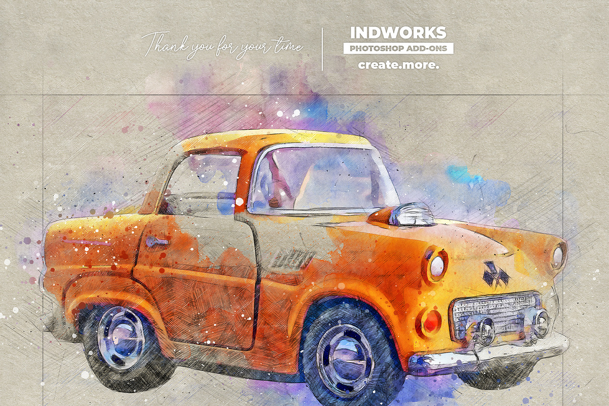 Watercolor Sketch PS Action, an Action Add-On by IndWorks Design (Photo 9 of 10)