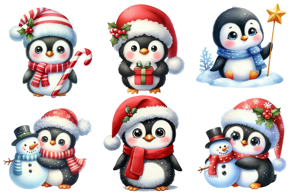 Christmas Funny Penguin Clipart, an Illustration by Designworld (Photo 3 of 6)