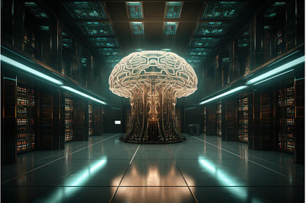 Brain data center. Generate Ai, a Technology Photo by Ylivdesign