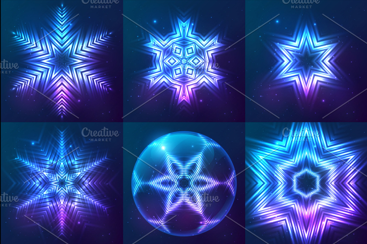 33 cosmic shining vector snowflakes preview 5