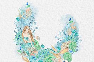 Watercolor Clip Art Mermaid