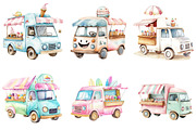 Summer Ice Cream Truck Clipart, an Illustration by Pixels.Craft (Thumbnail 3 of 8)