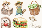 Watercolor Picnic Clipart Bundle, an Animal Illustration by SparkyDesignsUS (Thumbnail 5 of 9)