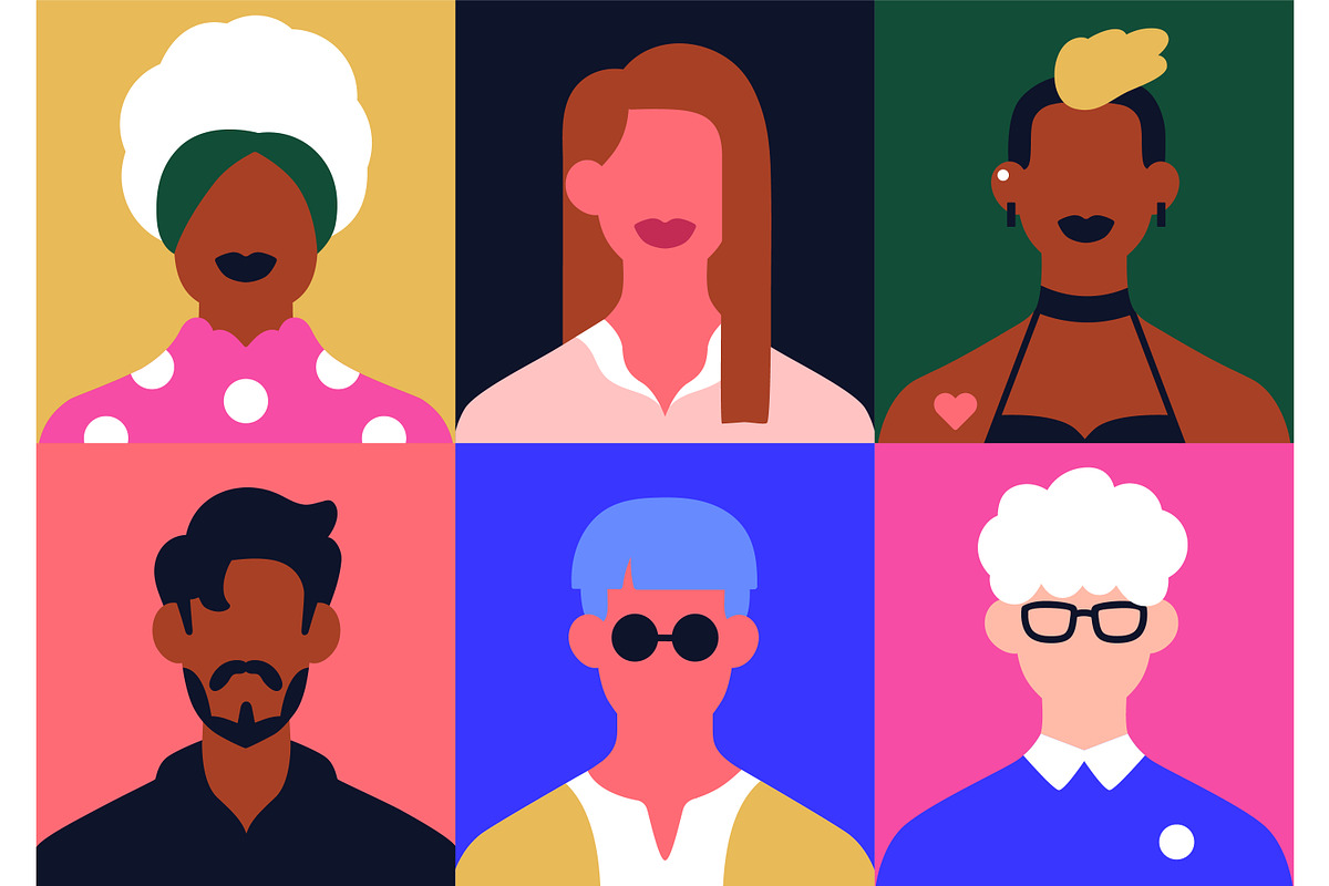 Abstract people face avatars set, a Person Illustration by Good Studio (Photo 3 of 13)